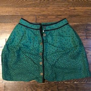Green with mini black flowers mini skirt
